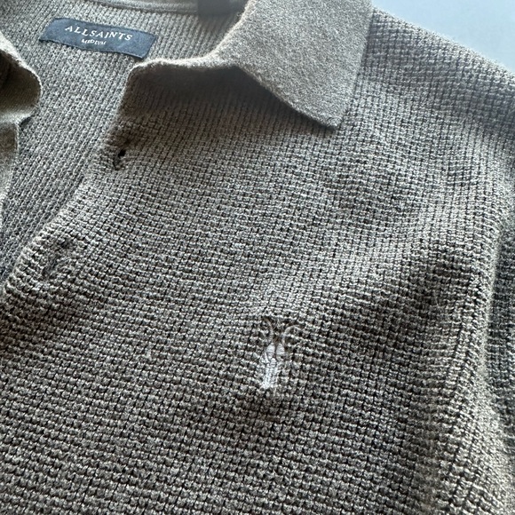 Allsaints knit long sleeve polo in medium size. Worn once. Quite soft. - Picture 3 of 4